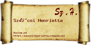 Szücsi Henrietta névjegykártya